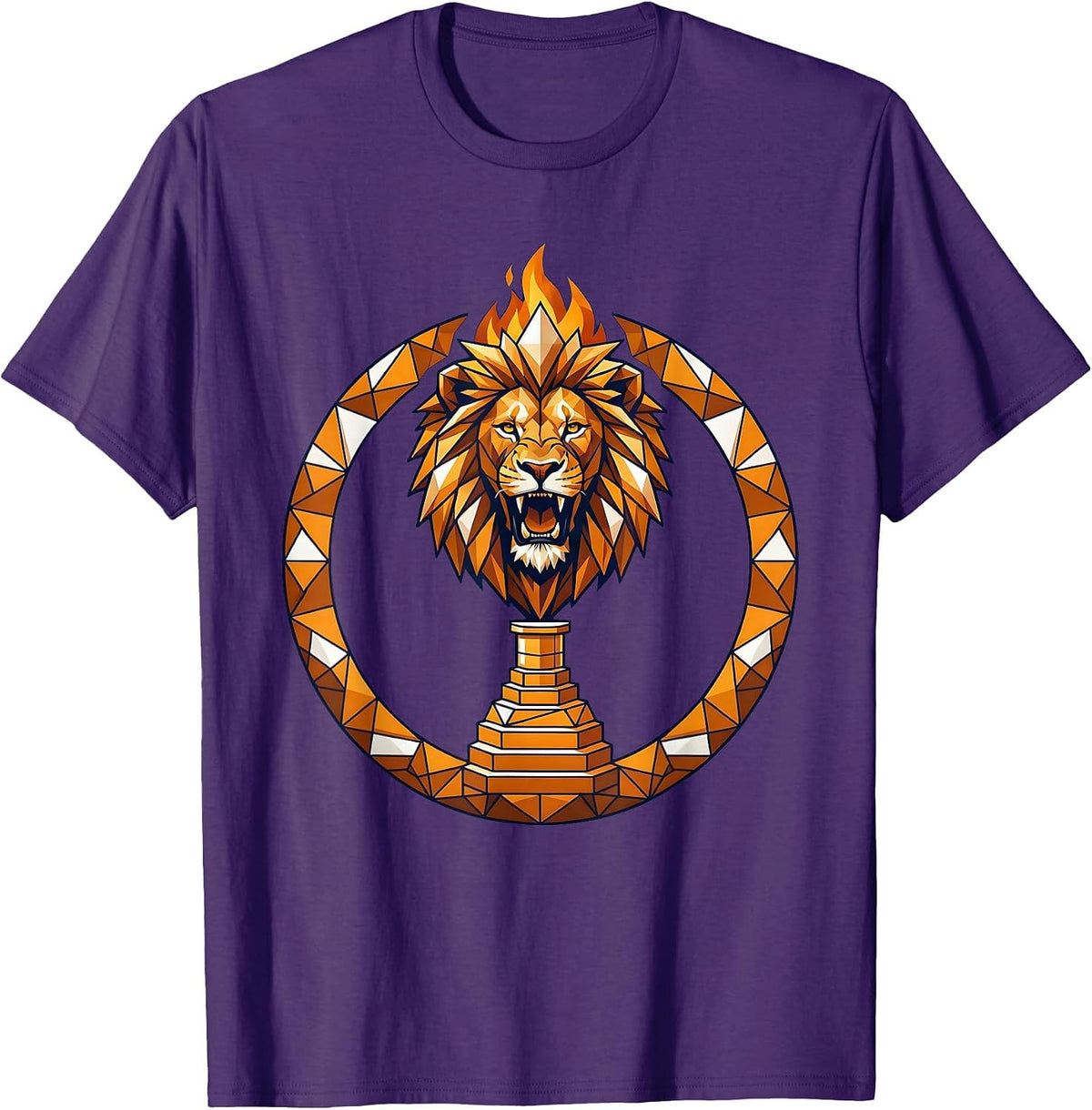 Science Teacher Lion Bunsen Burner Flame Art T-Shirt - Purple