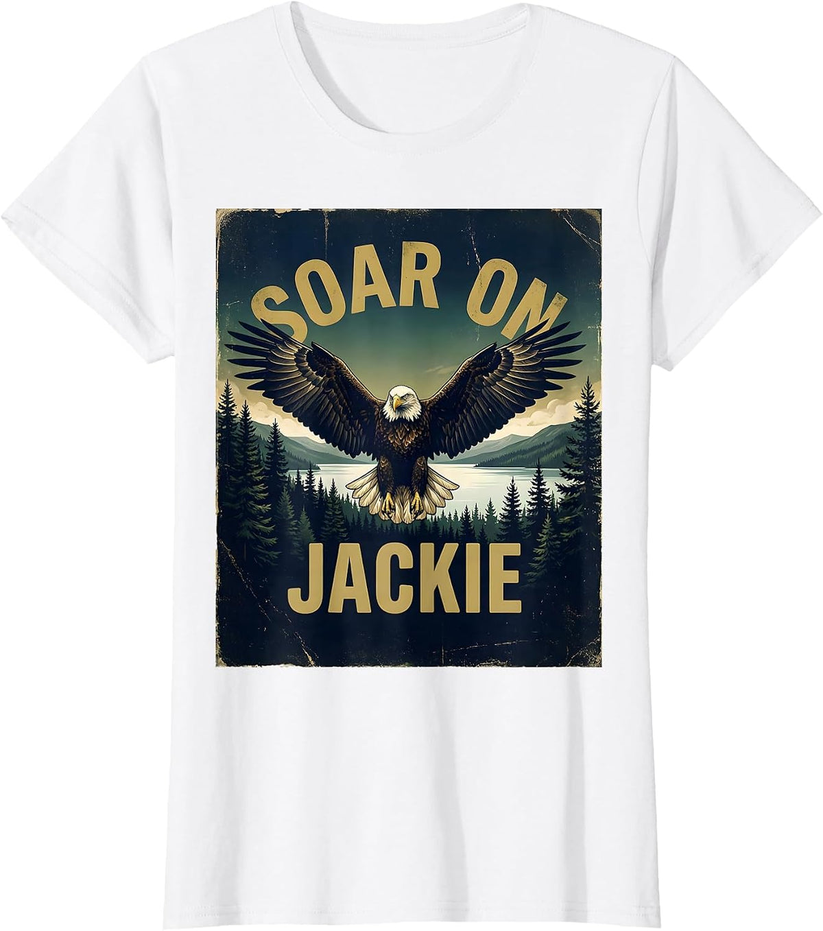 Women's Soar On, Jackie Vintage Eagle Memorial Big Bear Lake T-Shirt - White