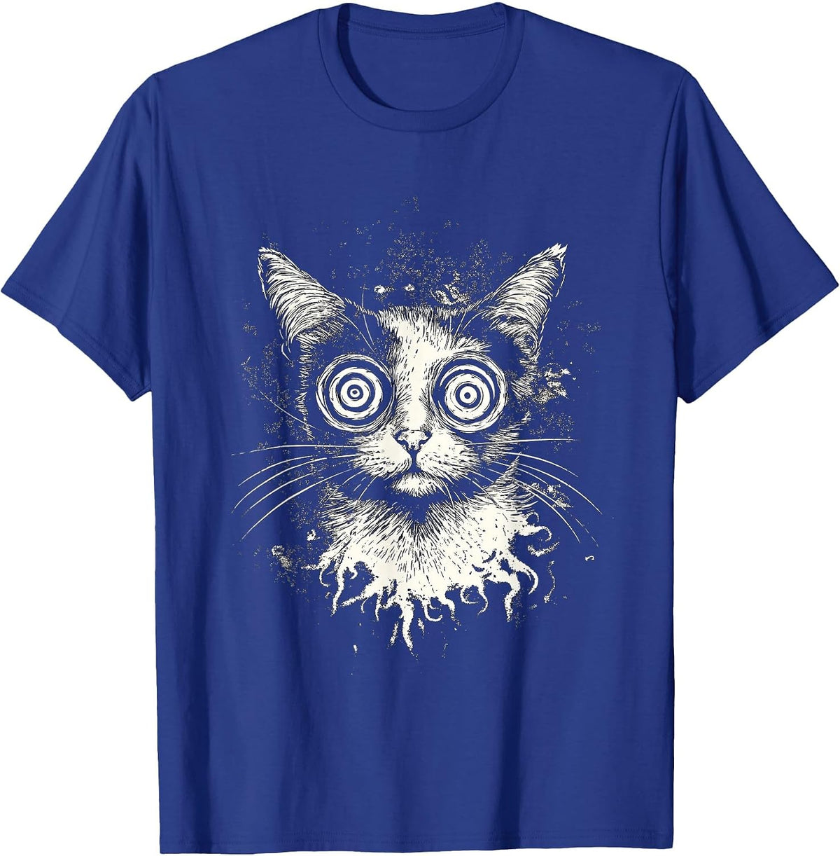 Trippy Cat Weird Kitten in Goth Gothic Grunge Style T-Shirt - Royal Blue