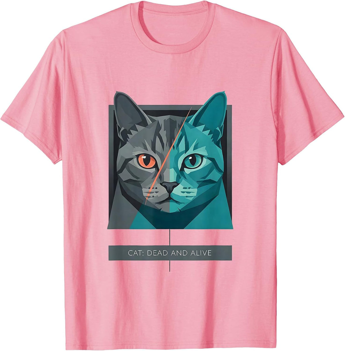 Men's Cat: Dead And Alive Funny Quantum Physics Science Student T-Shirt - Pink
