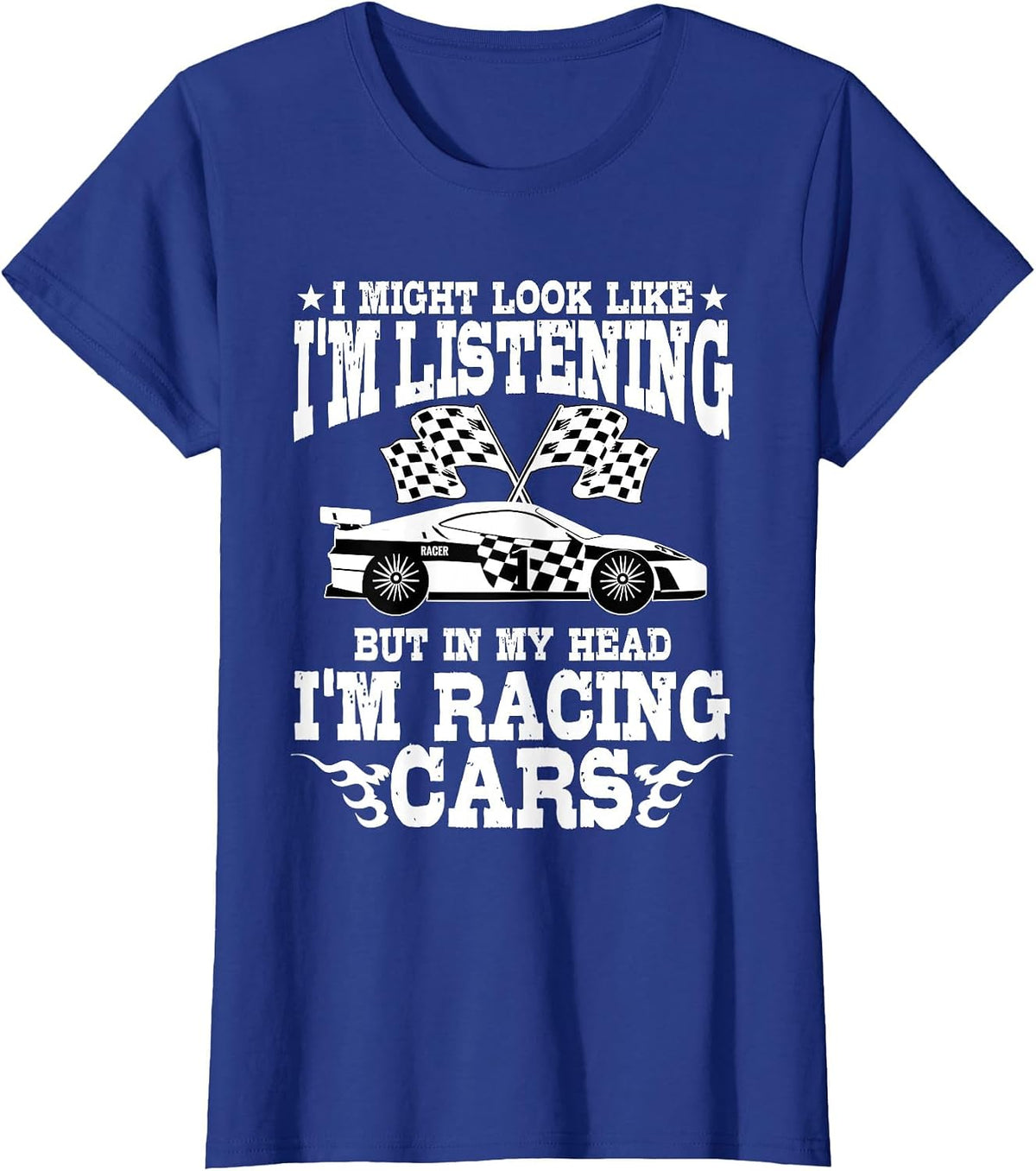 Racer Race Fast Cars Track Racetrack Racing Racers Raceday T-Shirt - Royal Blue