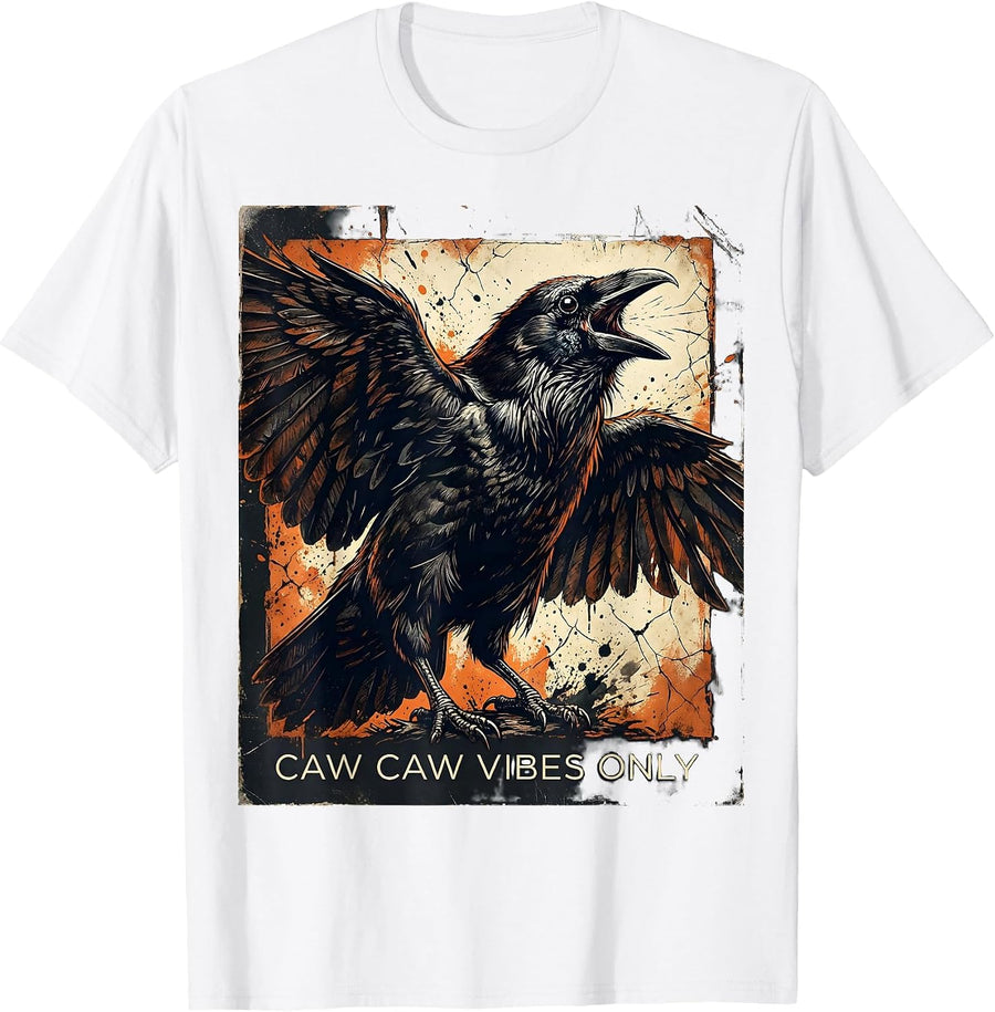 Men's Caw Caw Vibes Only Crow Lover Design T-Shirt - White