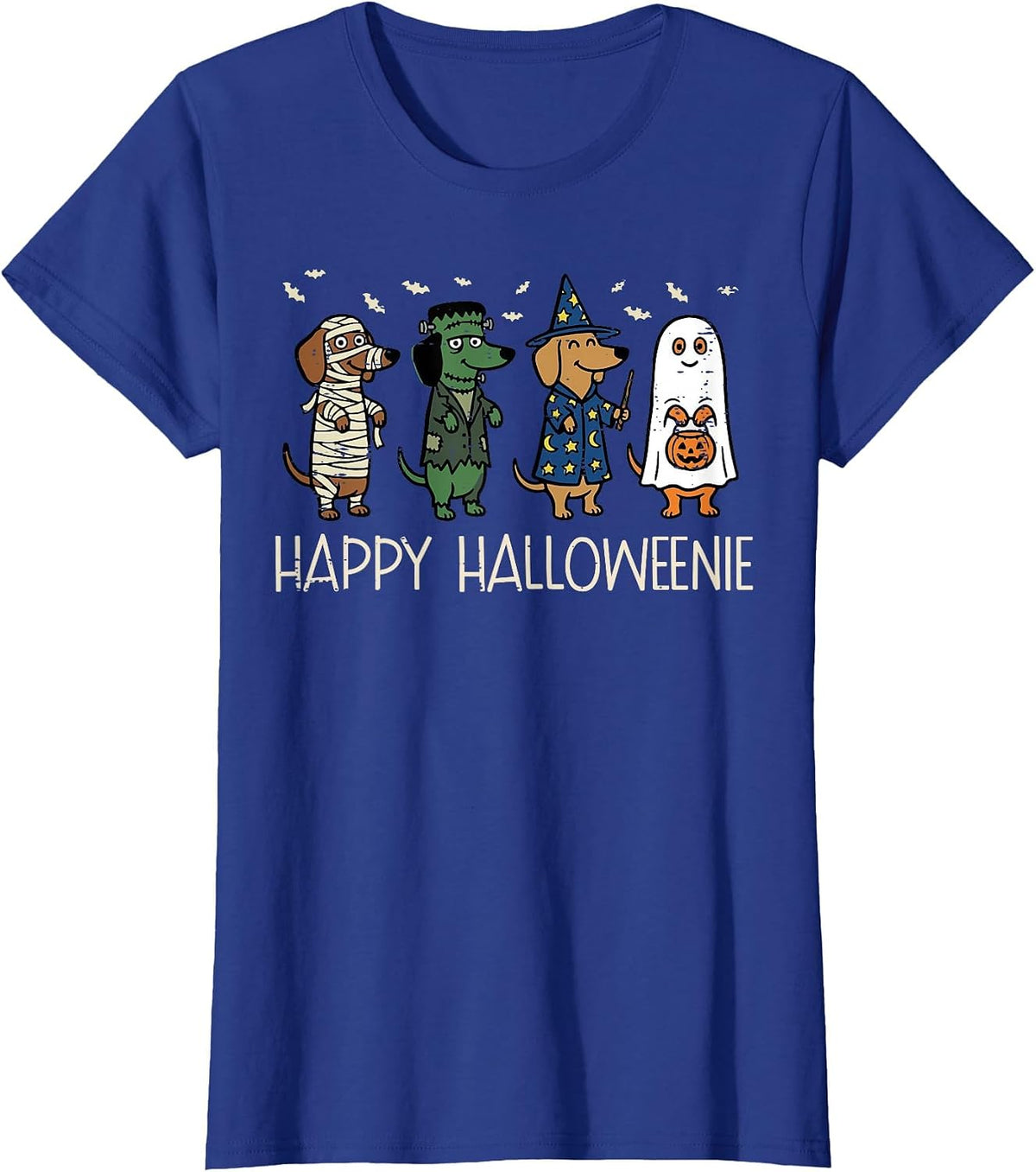 Happy Halloweenie Dogs Dachshunds Wiener Costume Men Women T-Shirt - Royal Blue