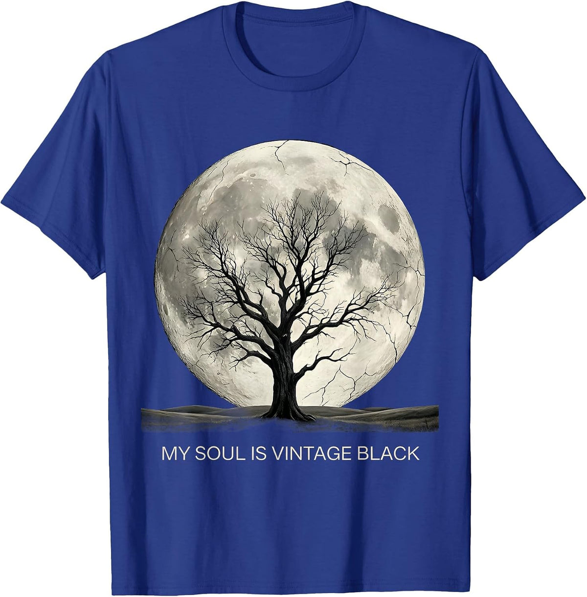Men's My Soul Is Vintage Black Goth Dark Aesthetic Design T-Shirt - Royal Blue