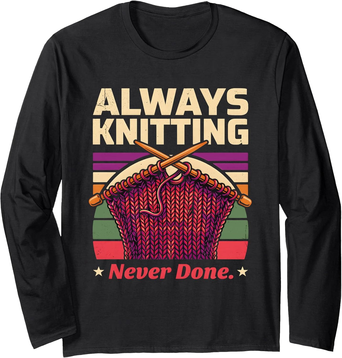 Always Knitting Yarn Knitting Long Sleeve T-Shirt - As Pictured