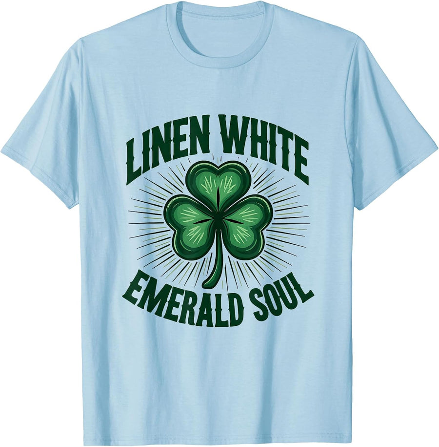 Linen White Emerald Soul St Patricks Day Design T-Shirt - Baby Blue