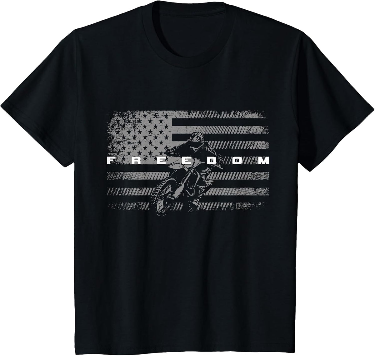 American Flag Dirt Bike Motocross T-Shirt - Black