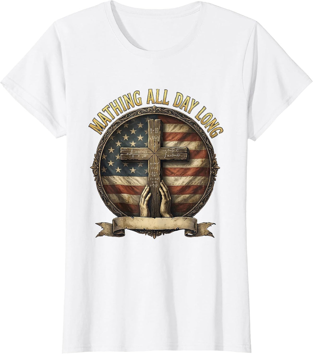 Mathing All Day Long Math Teacher Design T-Shirt - White
