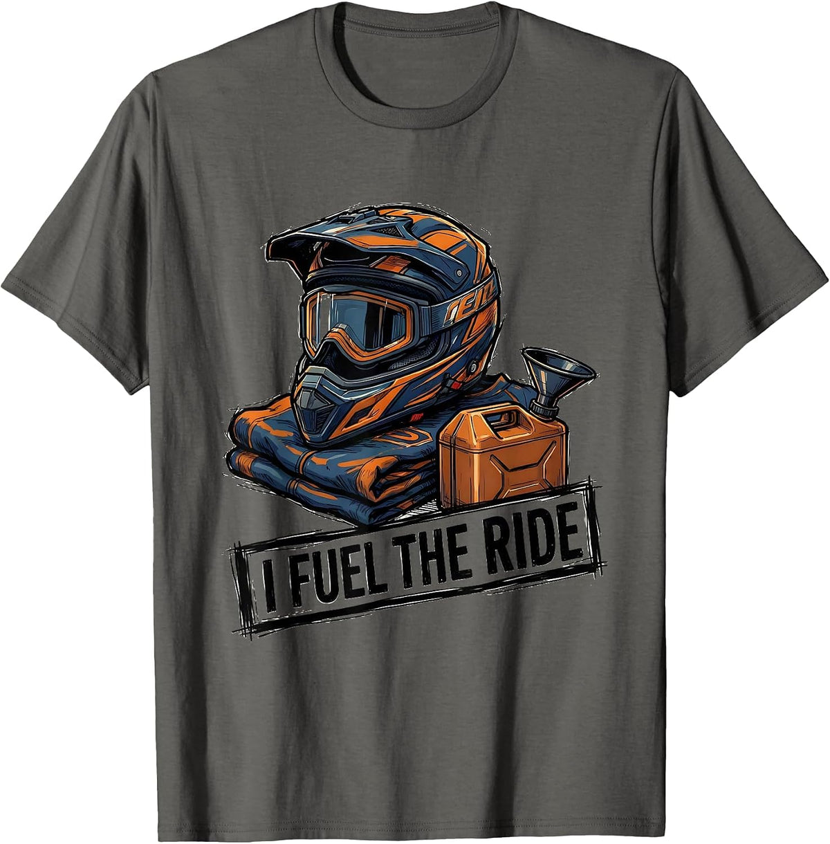 I Fuel The Ride Motocross Helmet Dirt Bike Rider Pride T-Shirt - Asphalt Grey