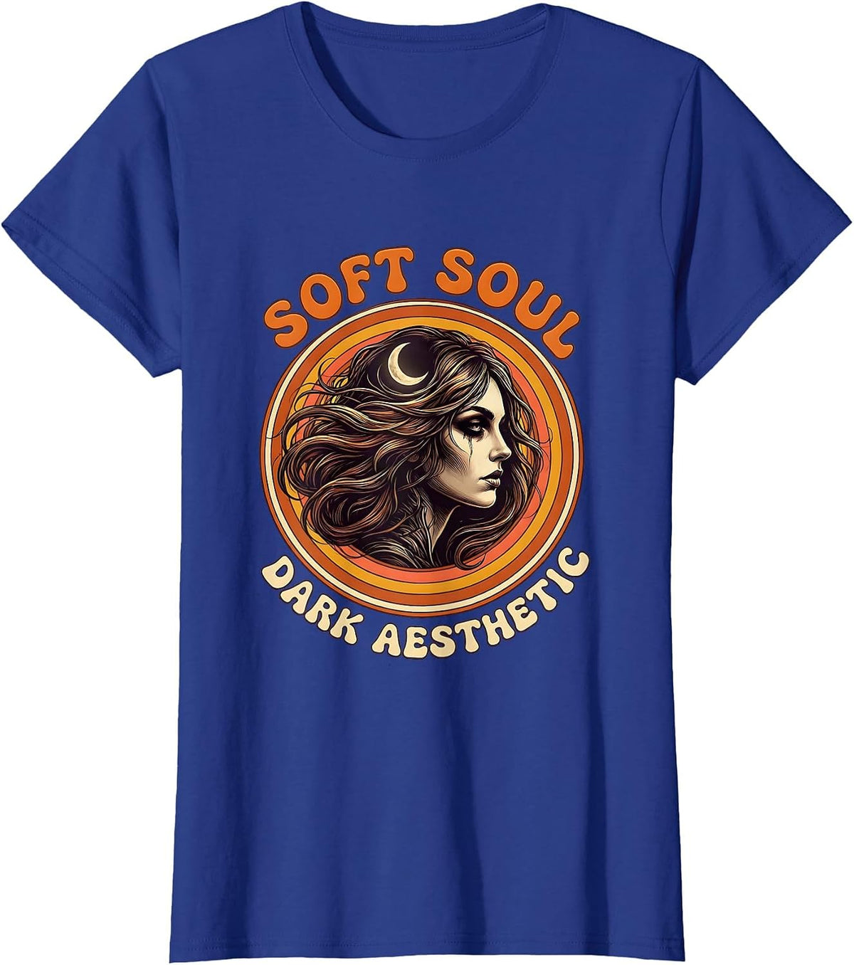 Women's Soft Soul Dark Aesthetic Gothic Design T-Shirt - Royal Blue