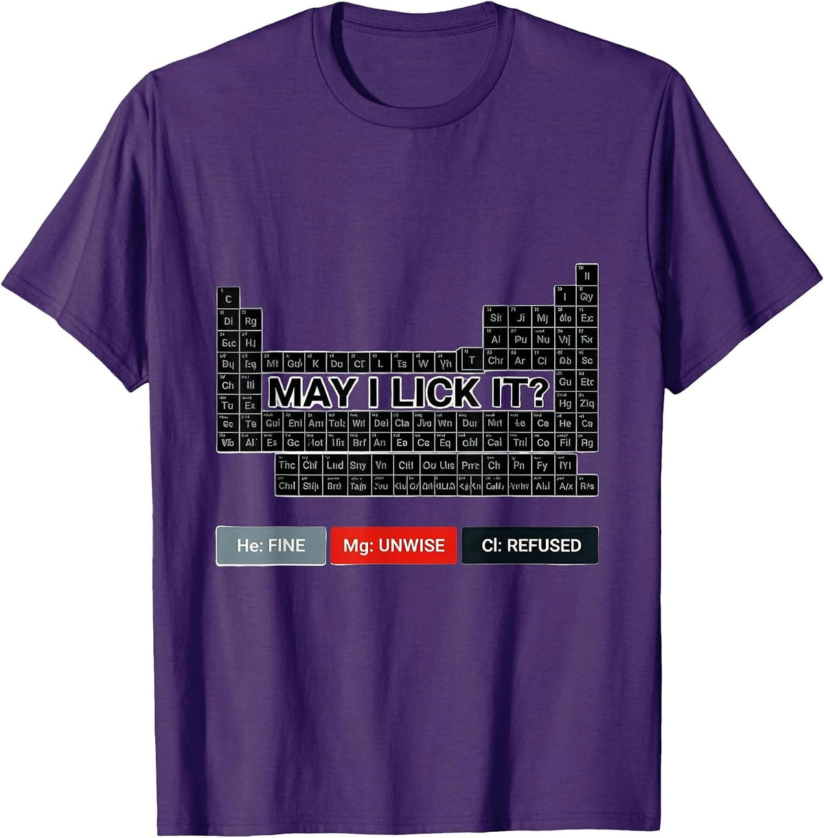 Men's May I Lick It? Funny Periodic Table Science Teacher T-Shirt - Purple