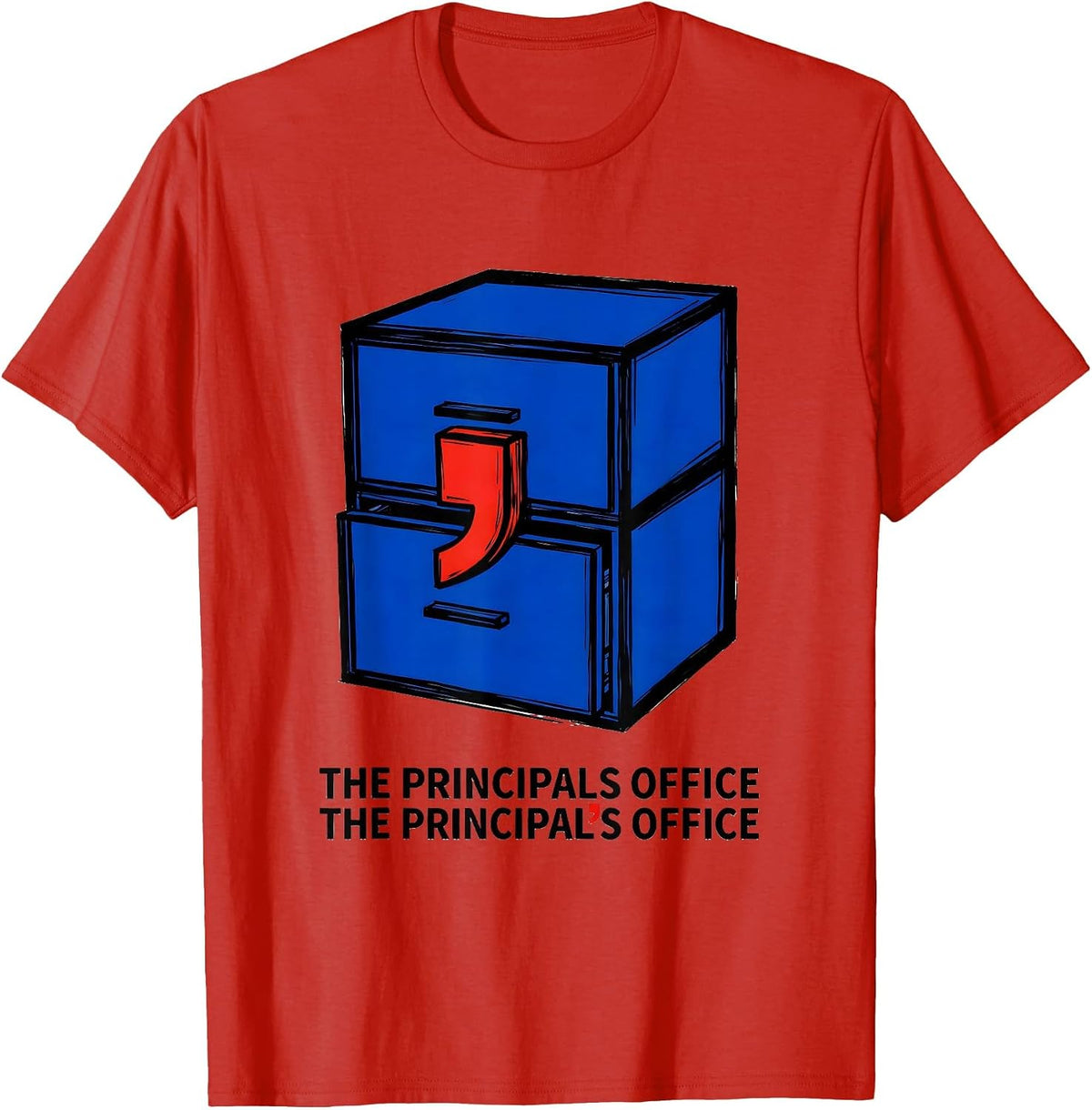Men's The principals office The principal's office Funny Grammar T-Shirt - Red