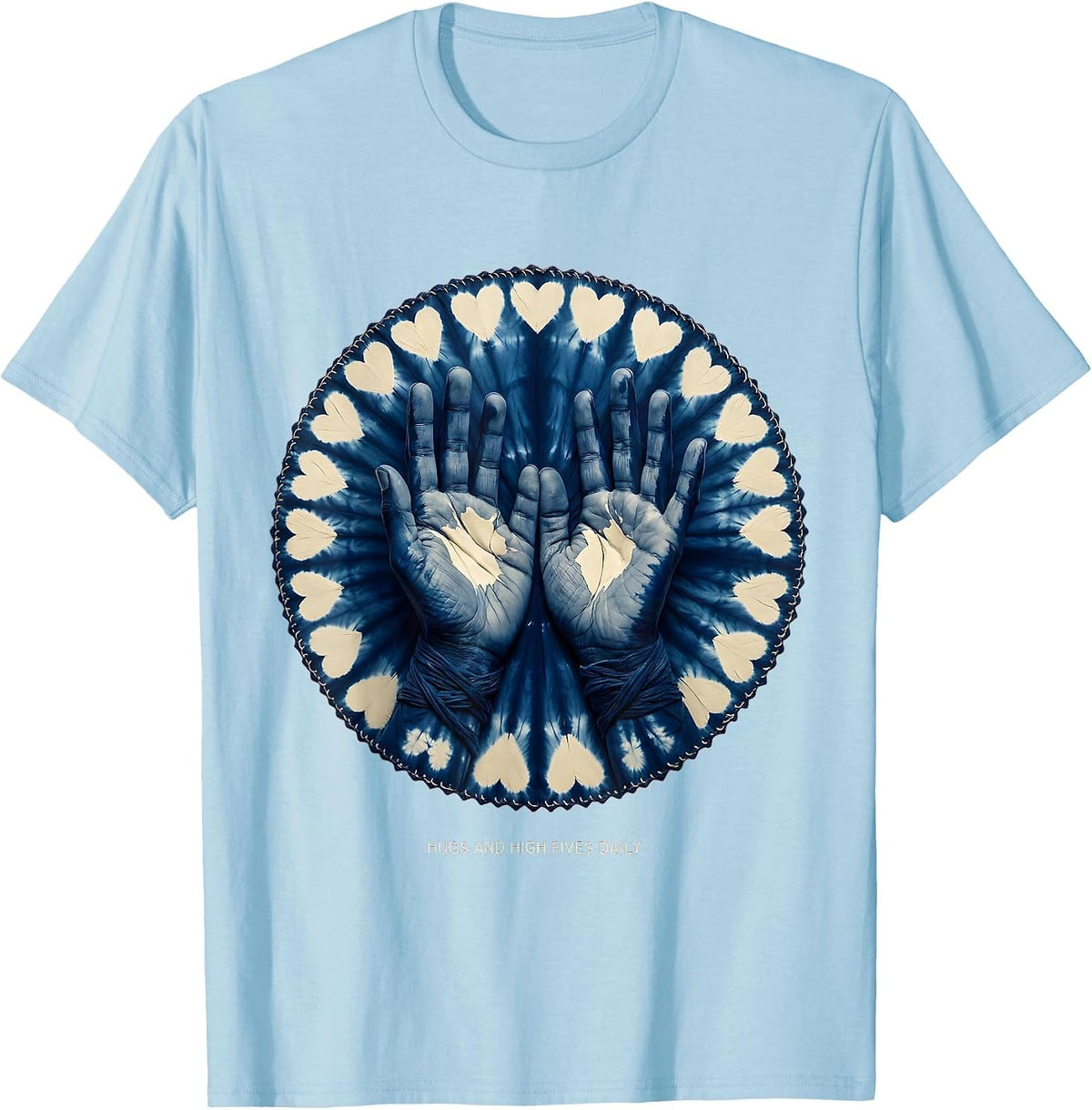 Men's Hugs And High Fives Daily PreK Teacher Design T-Shirt - Baby Blue