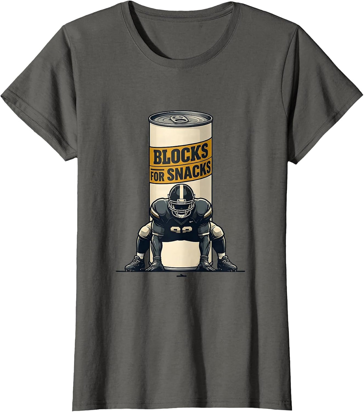 Women's Blocks For Snacks Funny Football Lineman Humor T-Shirt - Asphalt Grey