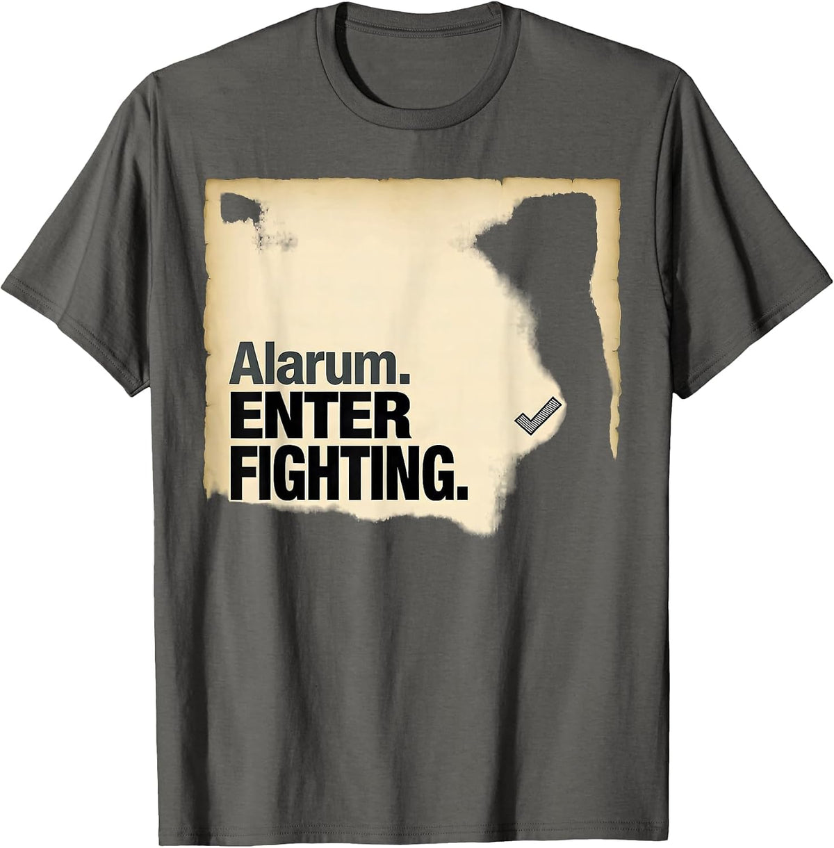 Men's Alarum Enter Fighting Funny Shakespeare Quote Literary Humor T-Shirt - Asphalt Grey