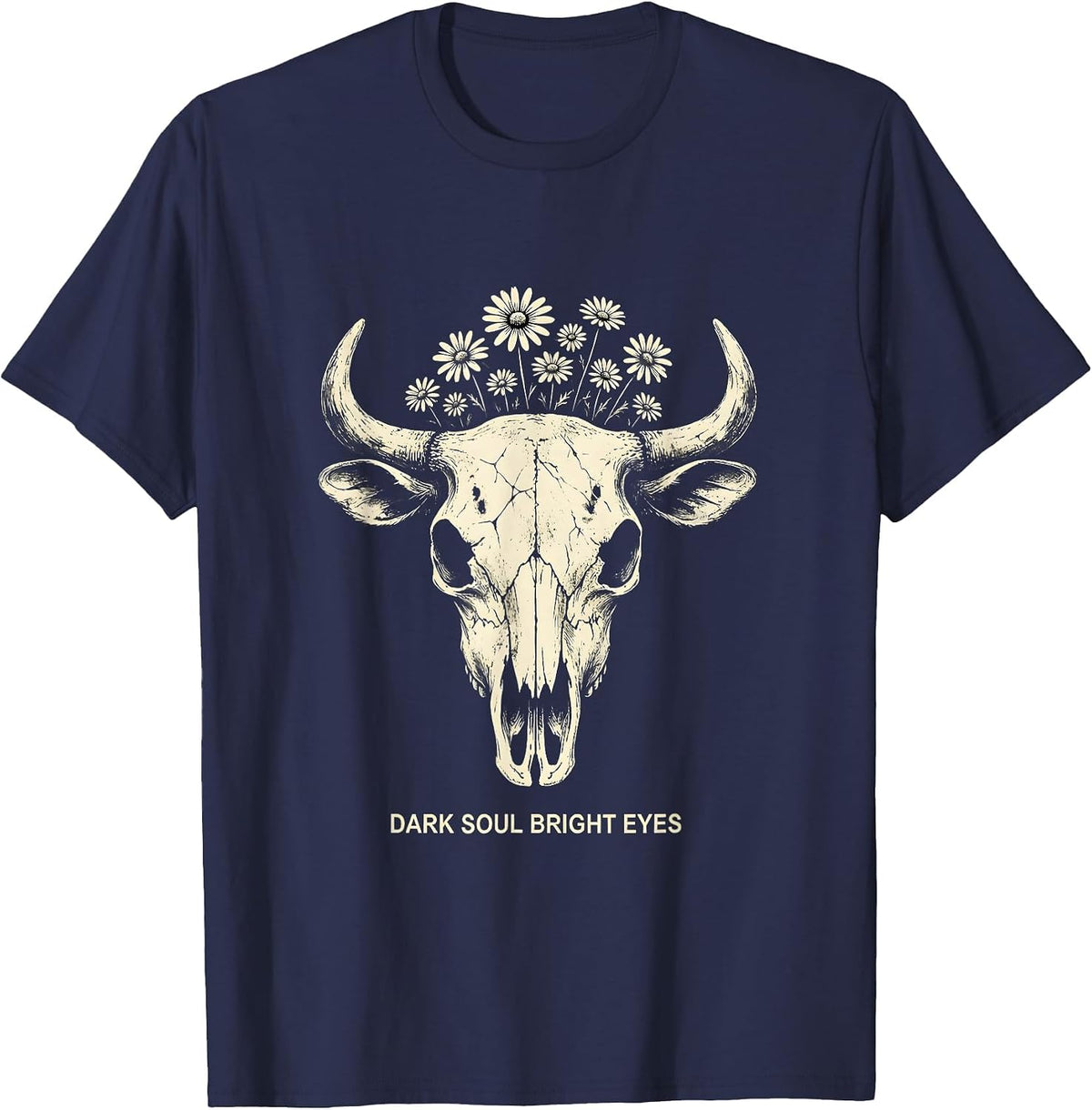 Dark Soul Bright Eyes Goth Aesthetic Design T-Shirt - Navy Blue