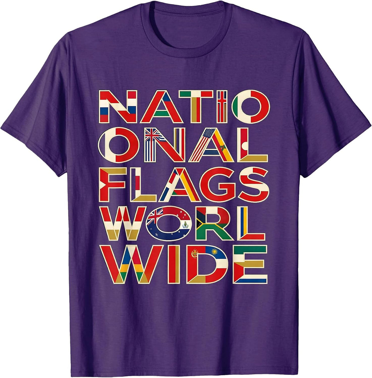 Men's National Flags Worldwide Geography Lover World Traveler Gift T-Shirt - Purple