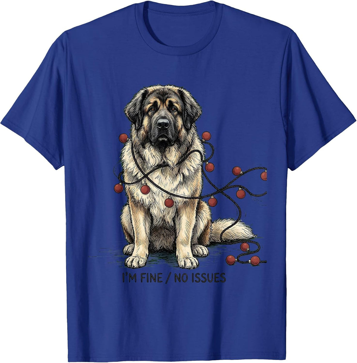 Men's I'm Fine No Issues Great Pyrenees Christmas Dog Owner Humor T-Shirt - Royal Blue