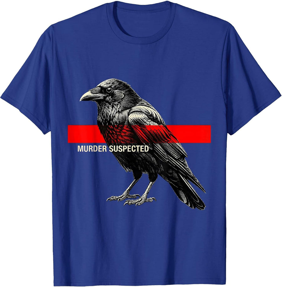 Murder Suspected Dark Humor Crow Raven Bird Lover Gothic T-Shirt - Royal Blue