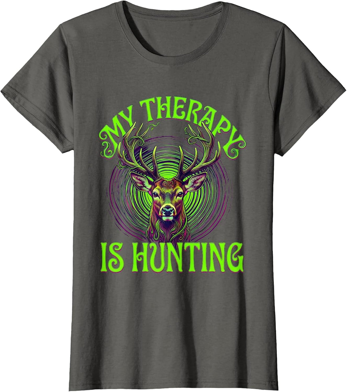 Women's My Therapy Is Hunting Outdoor Design T-Shirt - Asphalt Grey