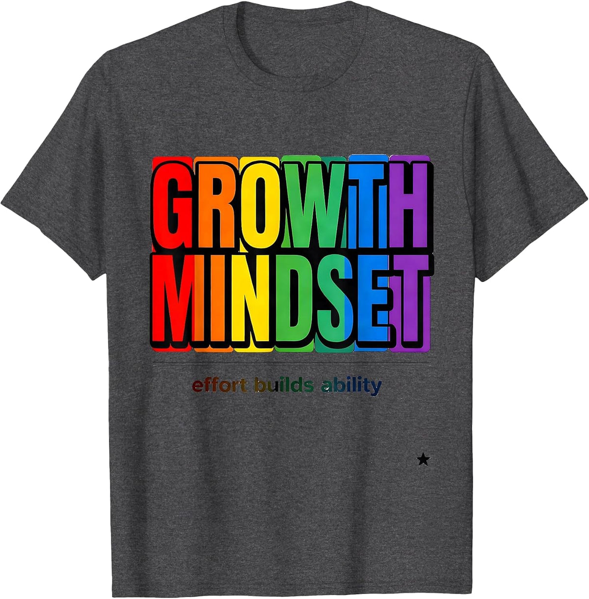 Growth Mindset Effort Builds Ability Motivational Teacher T-Shirt - Dark Heather Grey