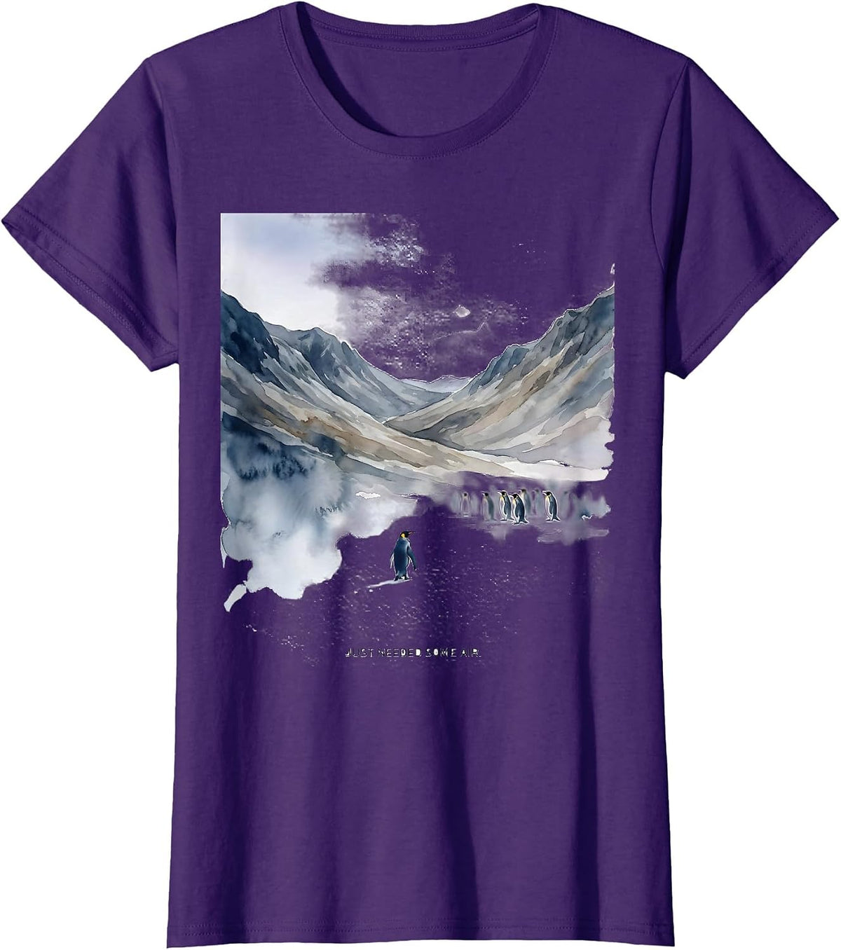 Women's Just Needed Some Air Funny Penguin Lover Penguin Enthusiast T-Shirt - Purple