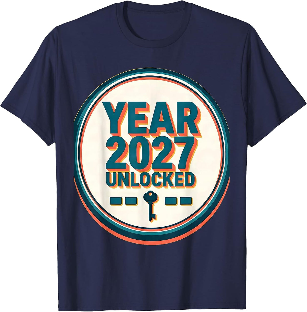 Men's Year 2027 Unlocked Funny RPG Gamer New Year 2027 Quest T-Shirt - Navy Blue