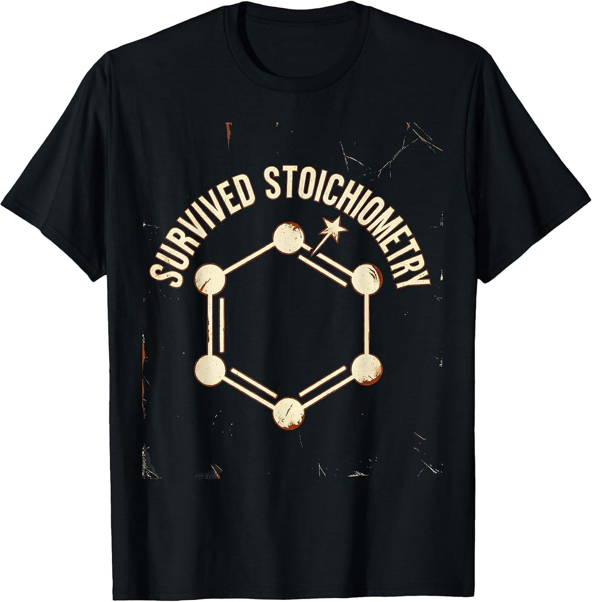 Survived Stoichiometry Distressed Science Humor Chemistry T-Shirt, Men, Black, X-Large - As Pictured