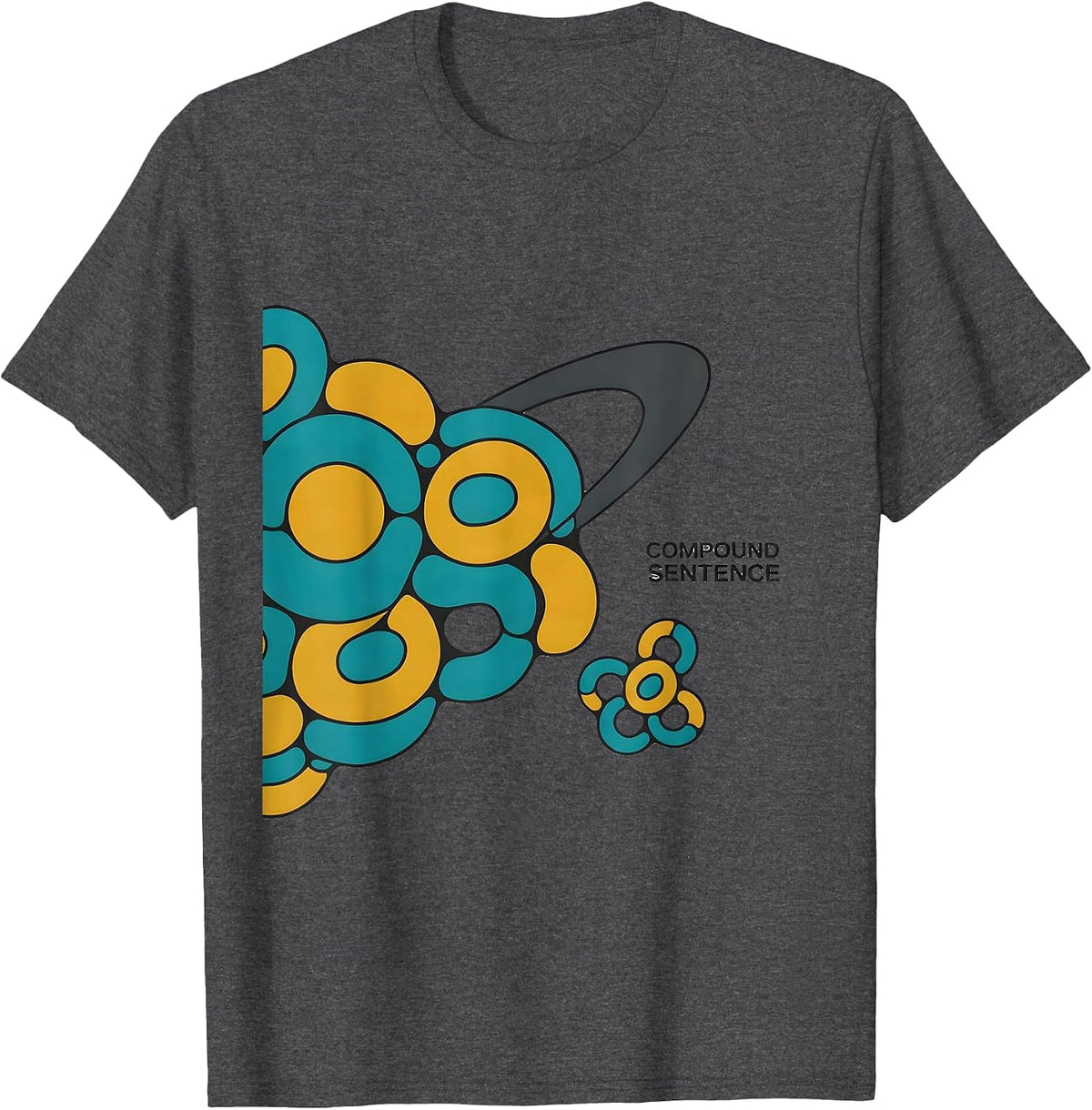 Men's Compound Sentence Midcentury Modern Chemistry Nerd Humor T-Shirt - Dark Heather Grey