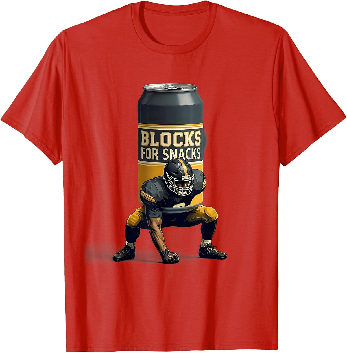 Men's Blocks For Snacks Funny Football Lineman Humor T-Shirt - Red