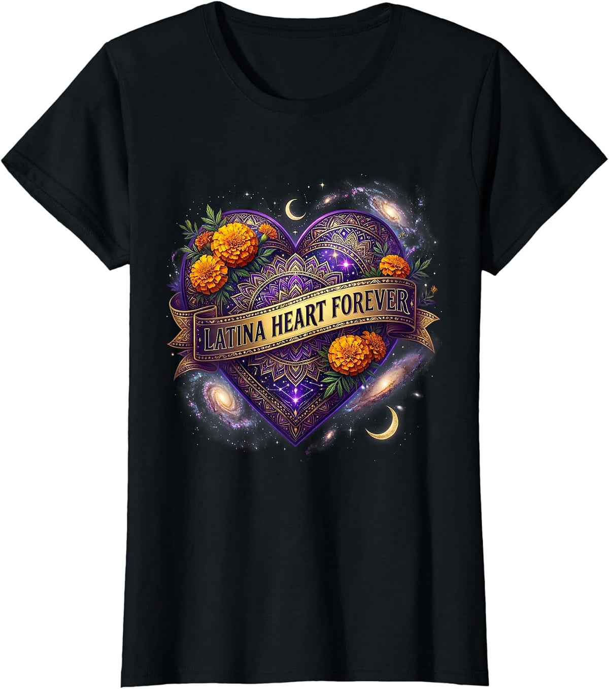 Latina Heart Forever Mexican Pride Design T-Shirt - Black