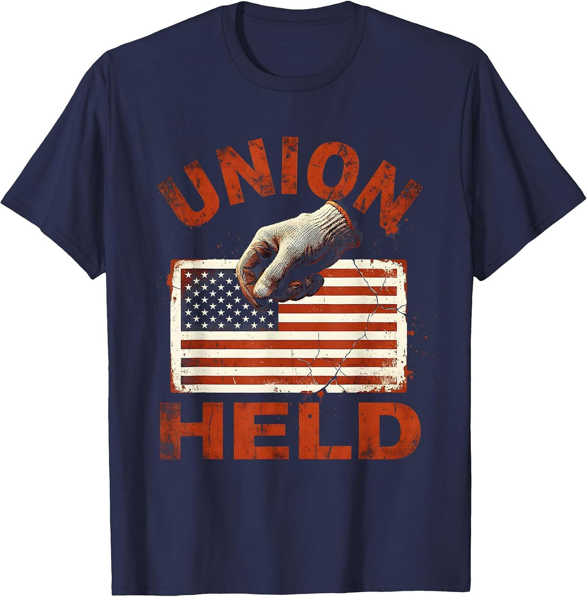 Men's Union Held Distressed Labor Day Union Worker Pride T-Shirt - Navy Blue