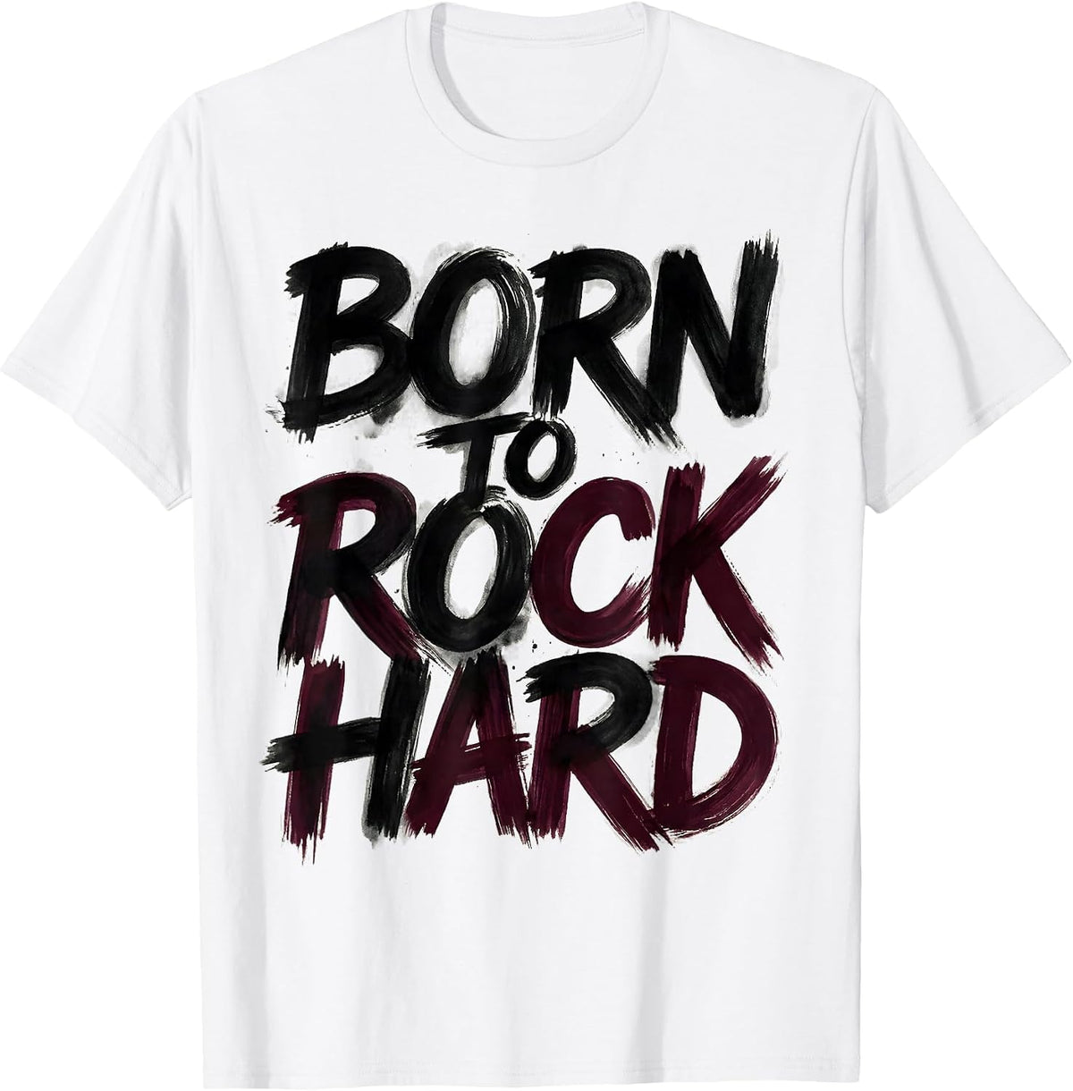 Men's Born to Rock Hard Classic Rock N Roll Design T-Shirt - White