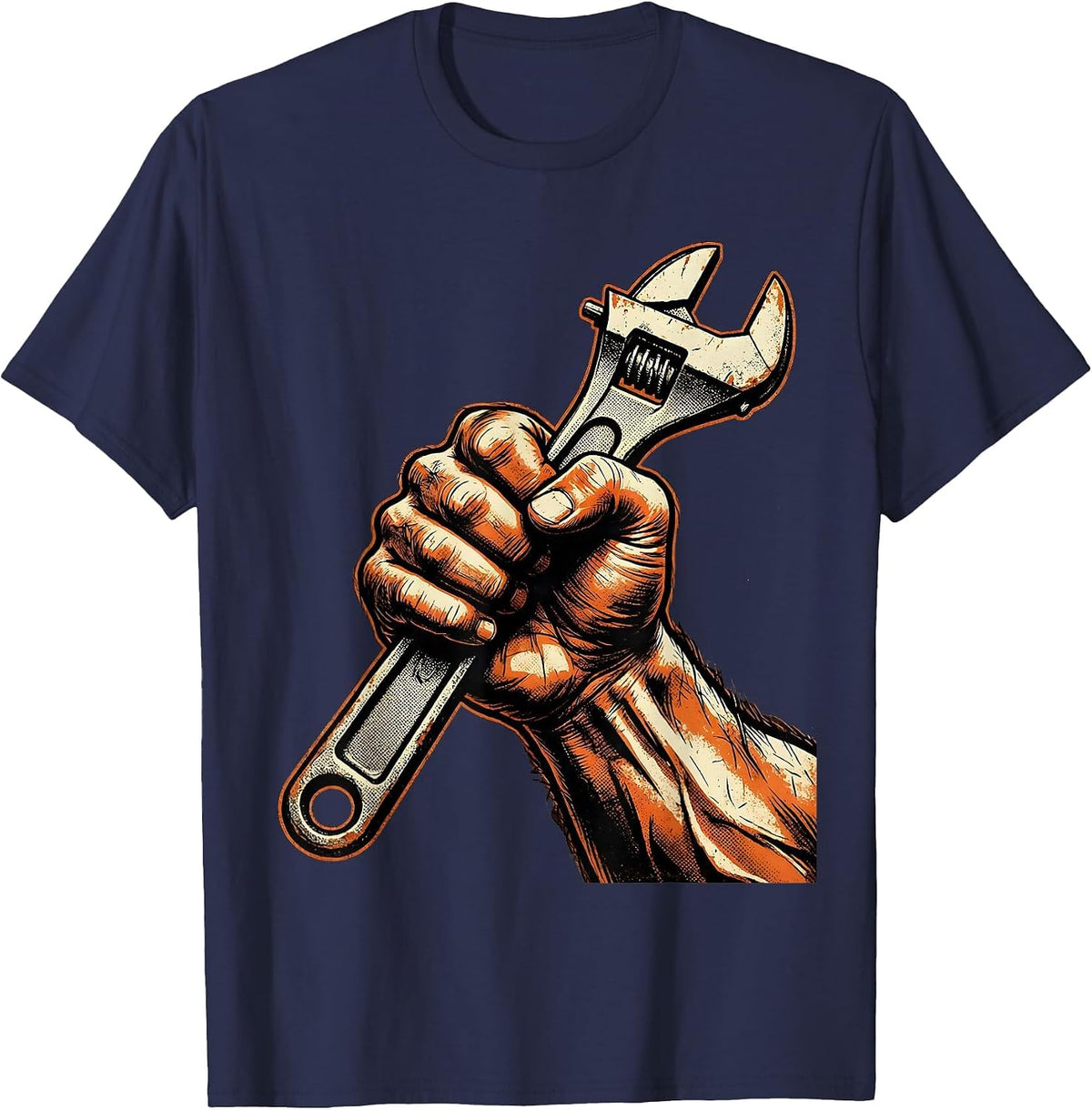 Mechanic Fist Wrench Graphic Tee T-Shirt - Navy Blue