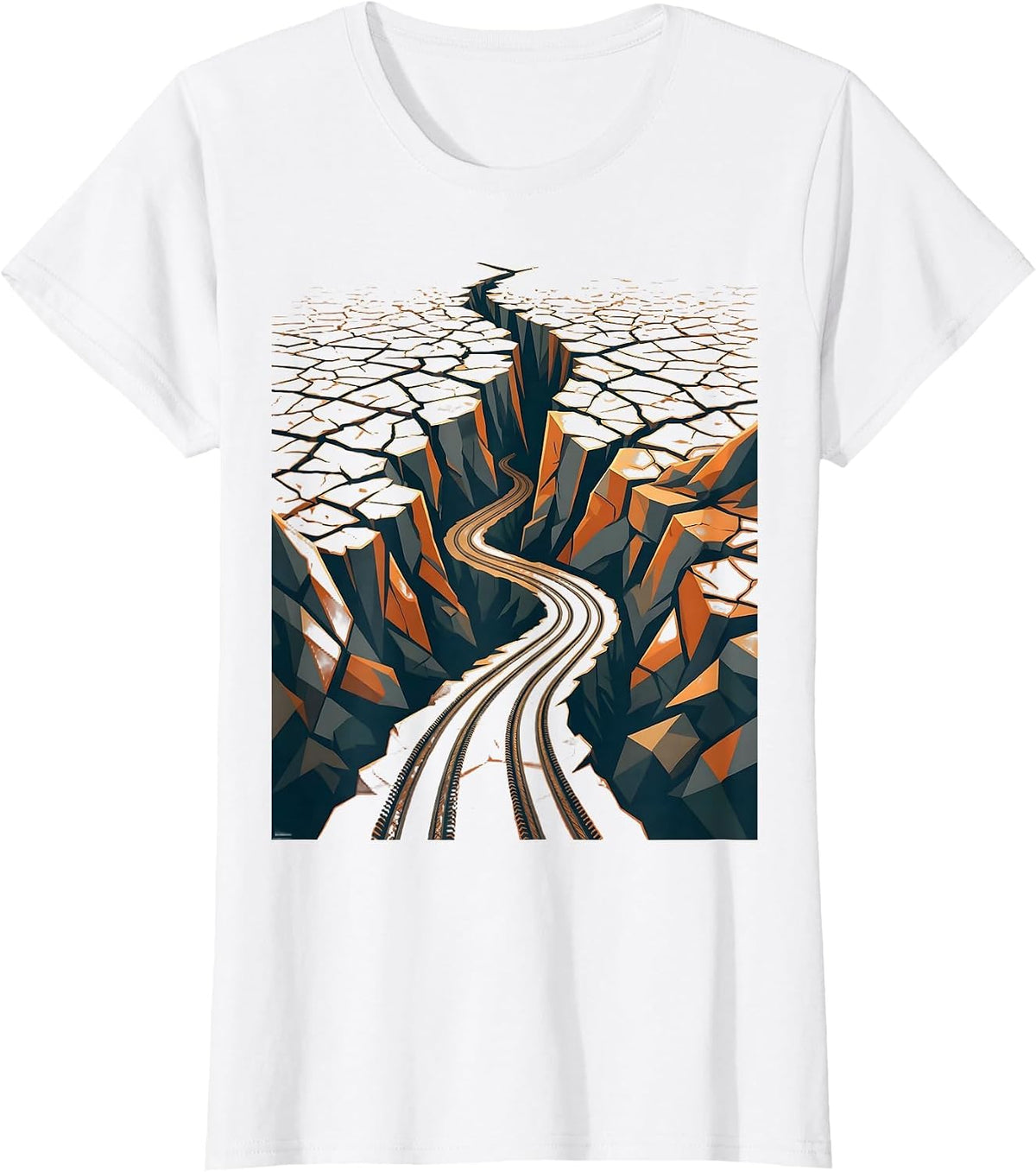 Cracked Earth Downhill MTB Trail Graphic T-Shirt - White