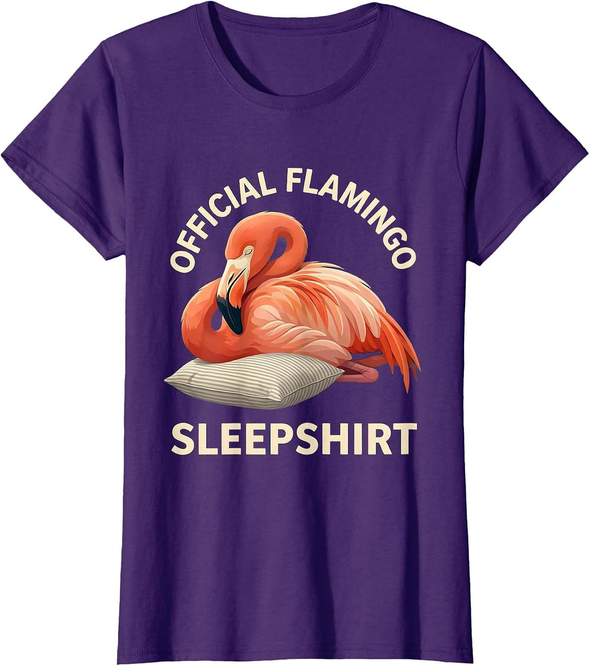 Women's Official Flamingo Sleepshirt Funny Animal Lover Pajama Humor T-Shirt - Purple
