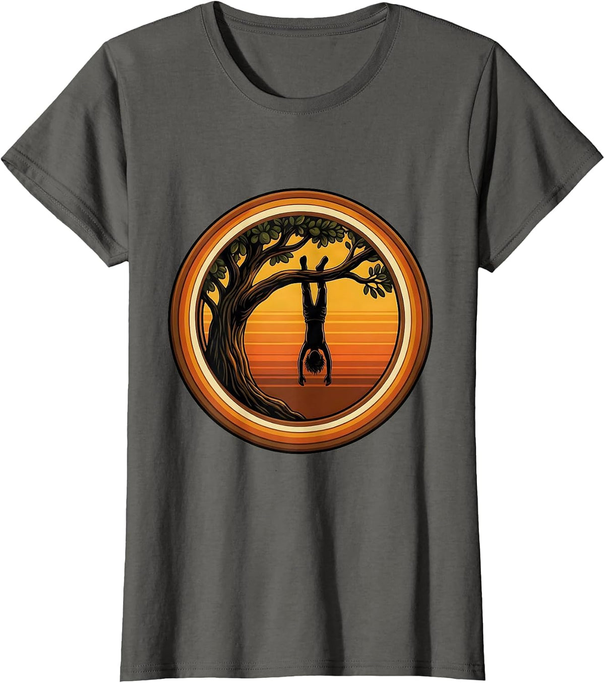 Women's Boy Mom Upside Down Tree Climbing Adventure T-Shirt - Asphalt Grey