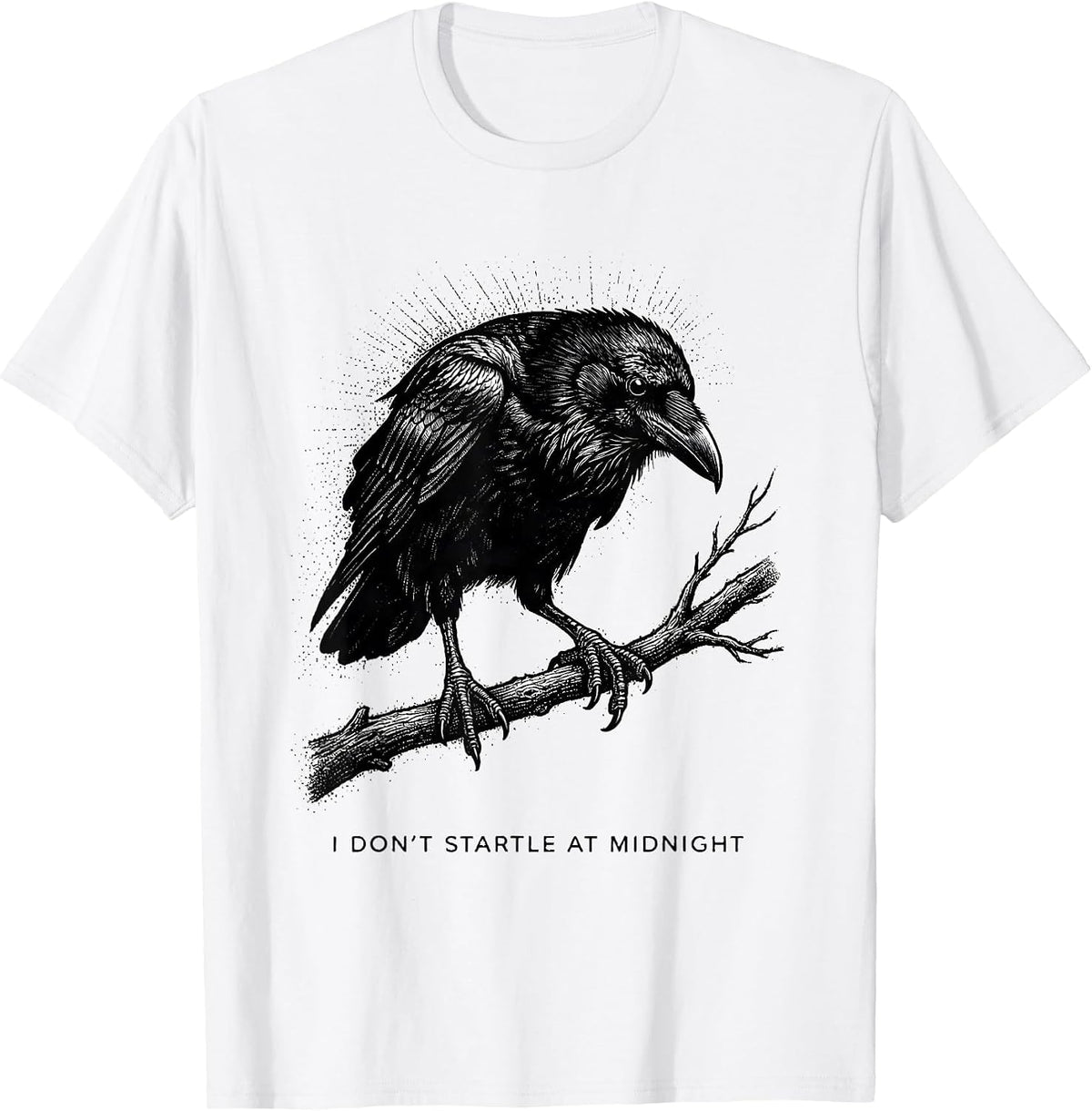 Men's I Don't Startle At Midnight Gothic Edgar Allan Poe Raven Fan T-Shirt - White
