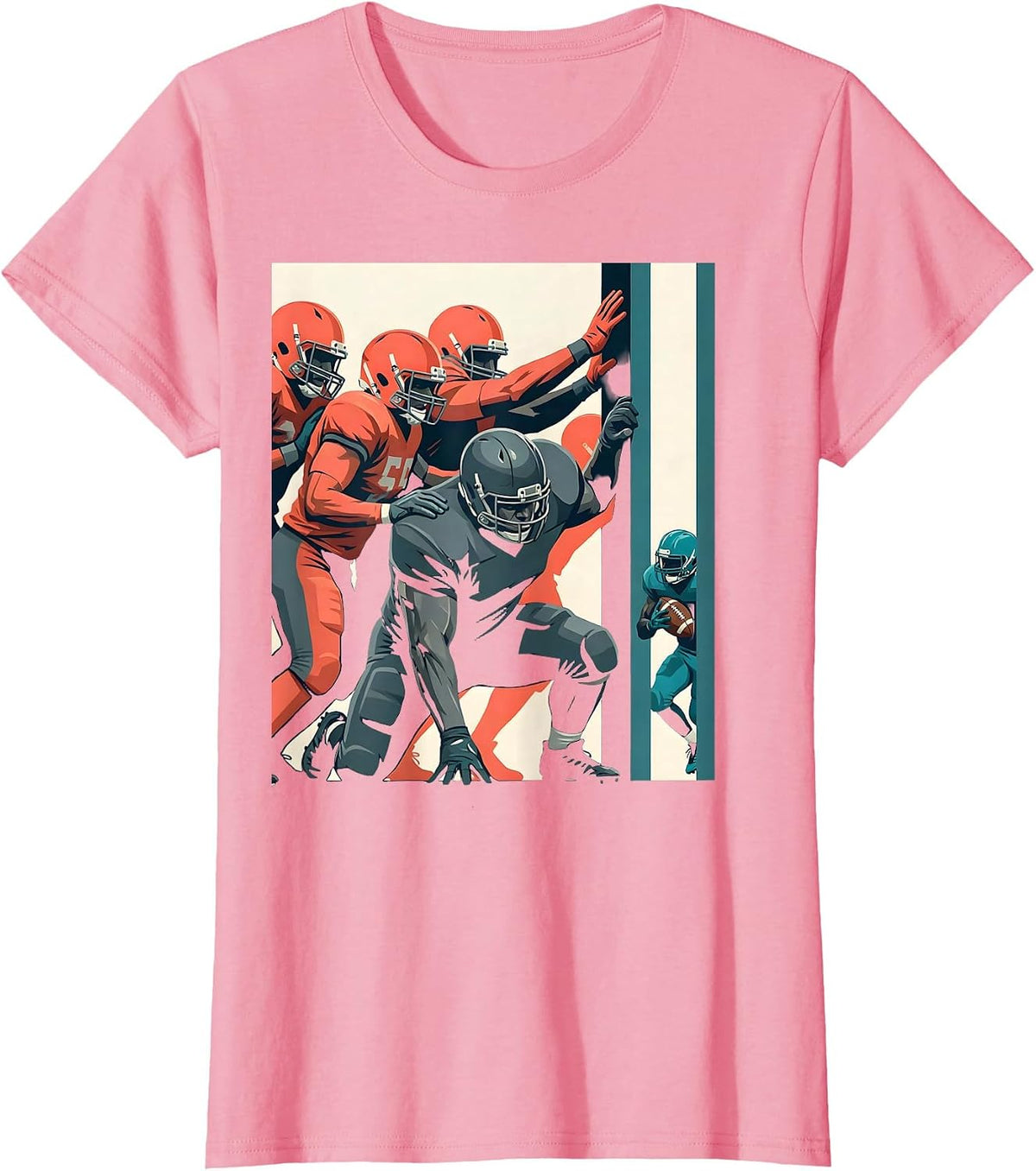 Women's Offensive Lineman Running Lane Football Fan Humor T-Shirt - Pink