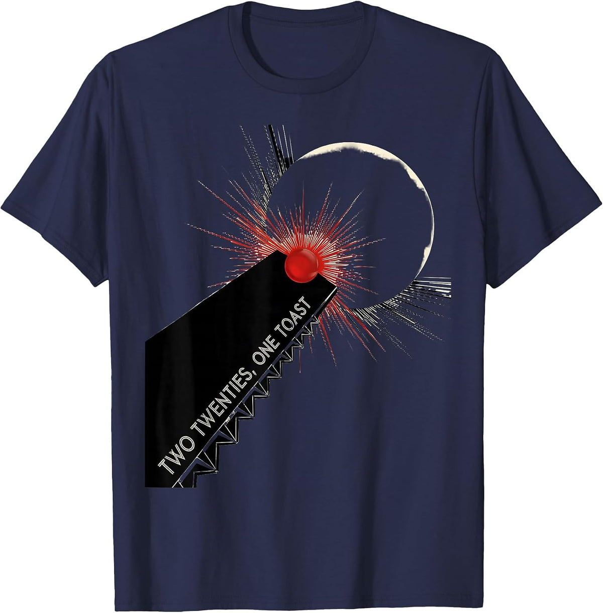 Men's Two Twenties, One Toast Roaring 1920s Art Deco Party T-Shirt - Navy Blue