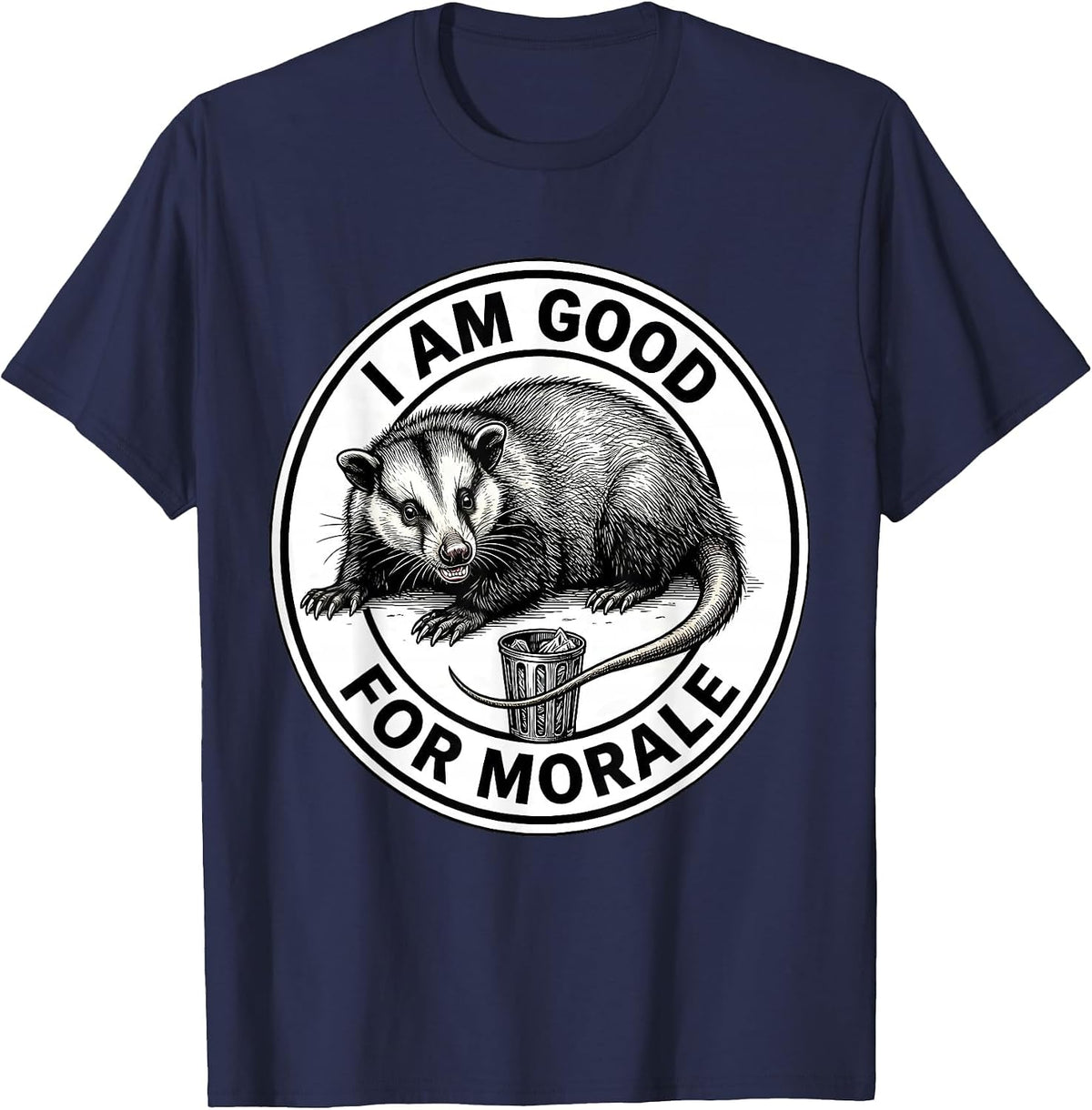 Men's I Am Good For Morale Funny Opossum Possum Lover Meme Humor T-Shirt - Navy Blue