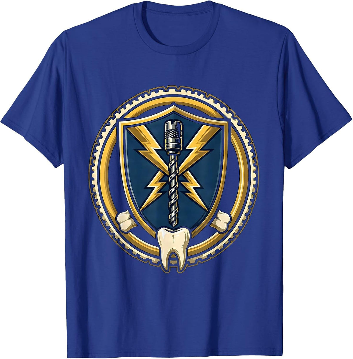 Dental Assistant Electrifying Dentist Drill Graphic T-Shirt - Royal Blue