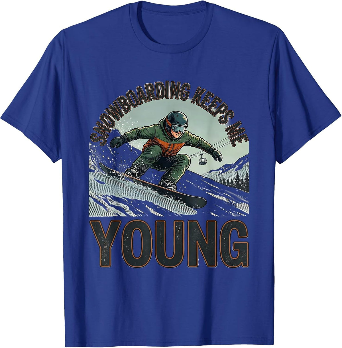 Men's Snowboarding Keeps Me Young Vintage Nostalgic Snowboarder T-Shirt - Royal Blue