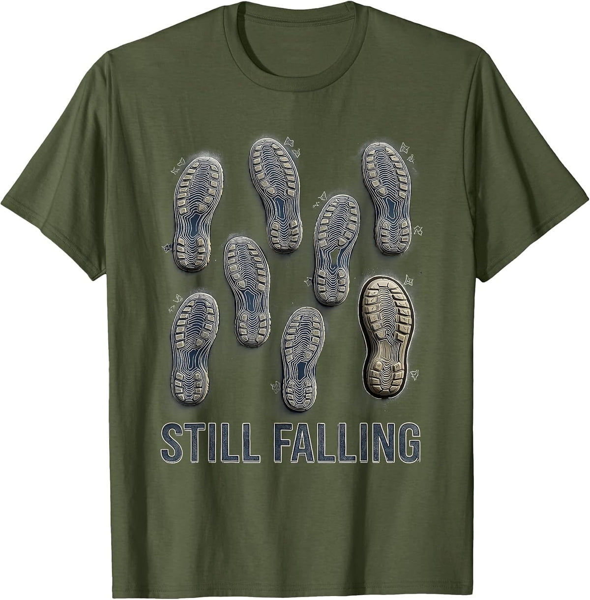 Still Falling Rock Climbing Bouldering Humor Topographic T-Shirt - Olive Green
