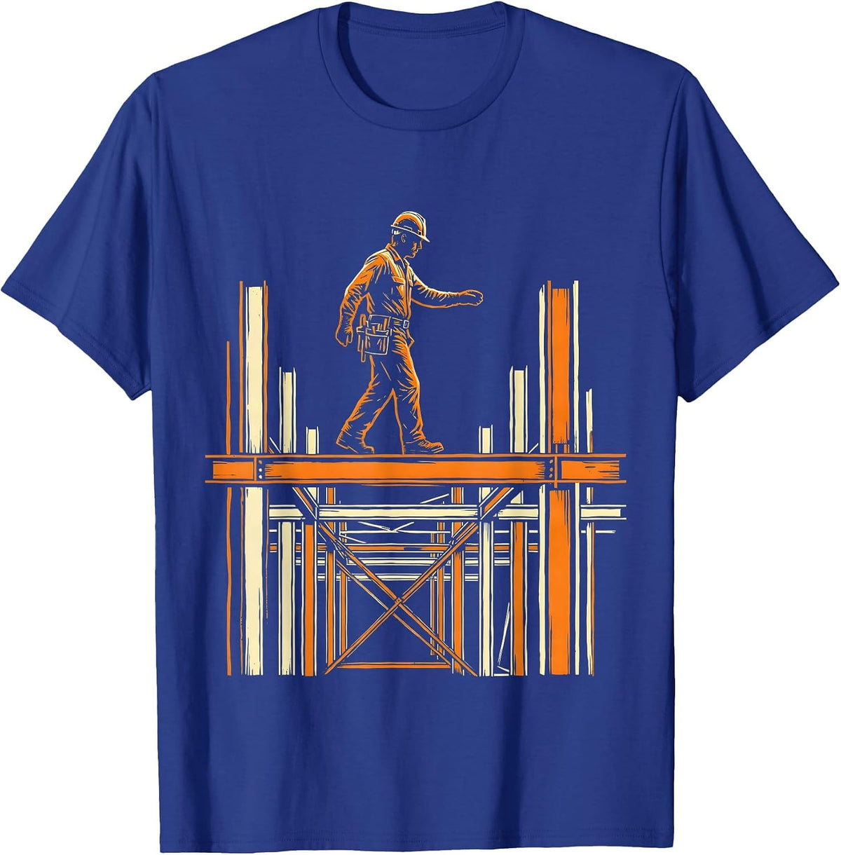 Ironworker Walking Beam High-Rise Skeleton T-Shirt - Royal Blue