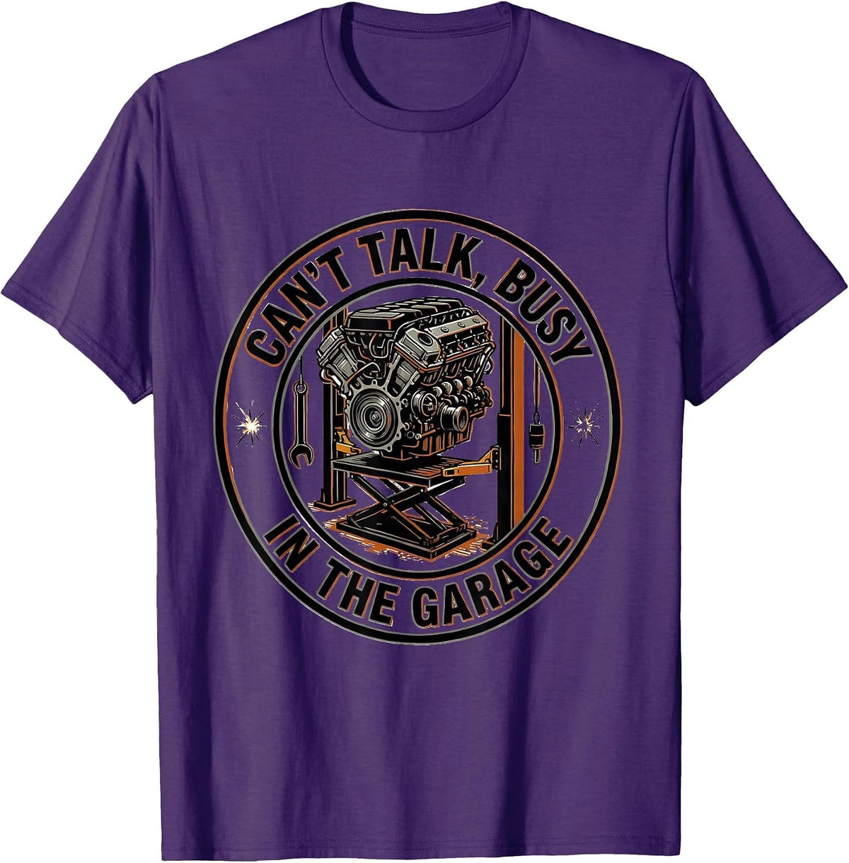 Cant Talk Busy In The Garage Funny Mechanic Garage Gift T-Shirt - Purple