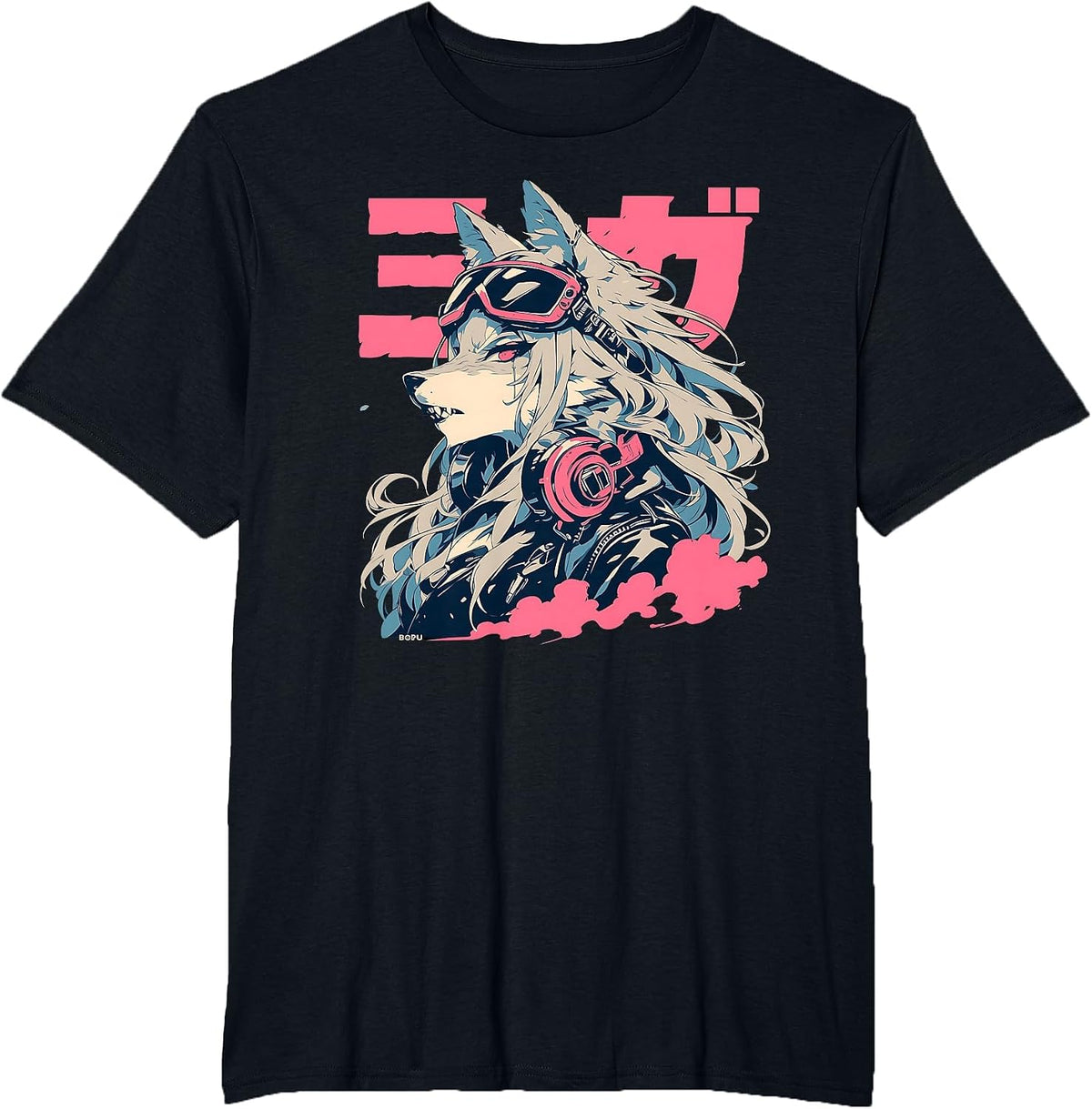Goth Grunge Demon Anime Furry Wolf Horror Old Aesthetic T-Shirt - Black