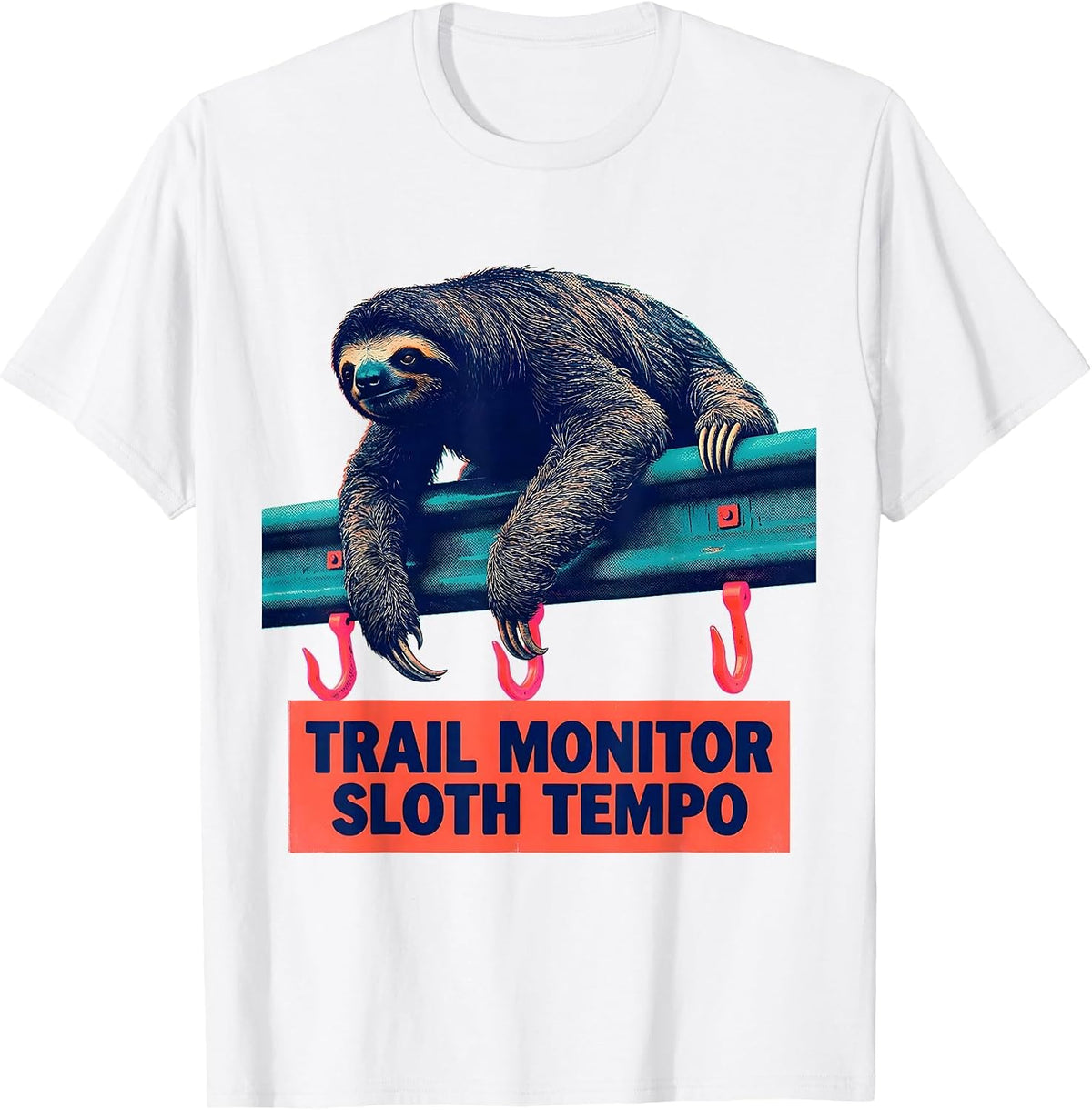 Men's Trail Monitor Sloth Tempo Funny Sloth Lover Gift Humor T-Shirt - White