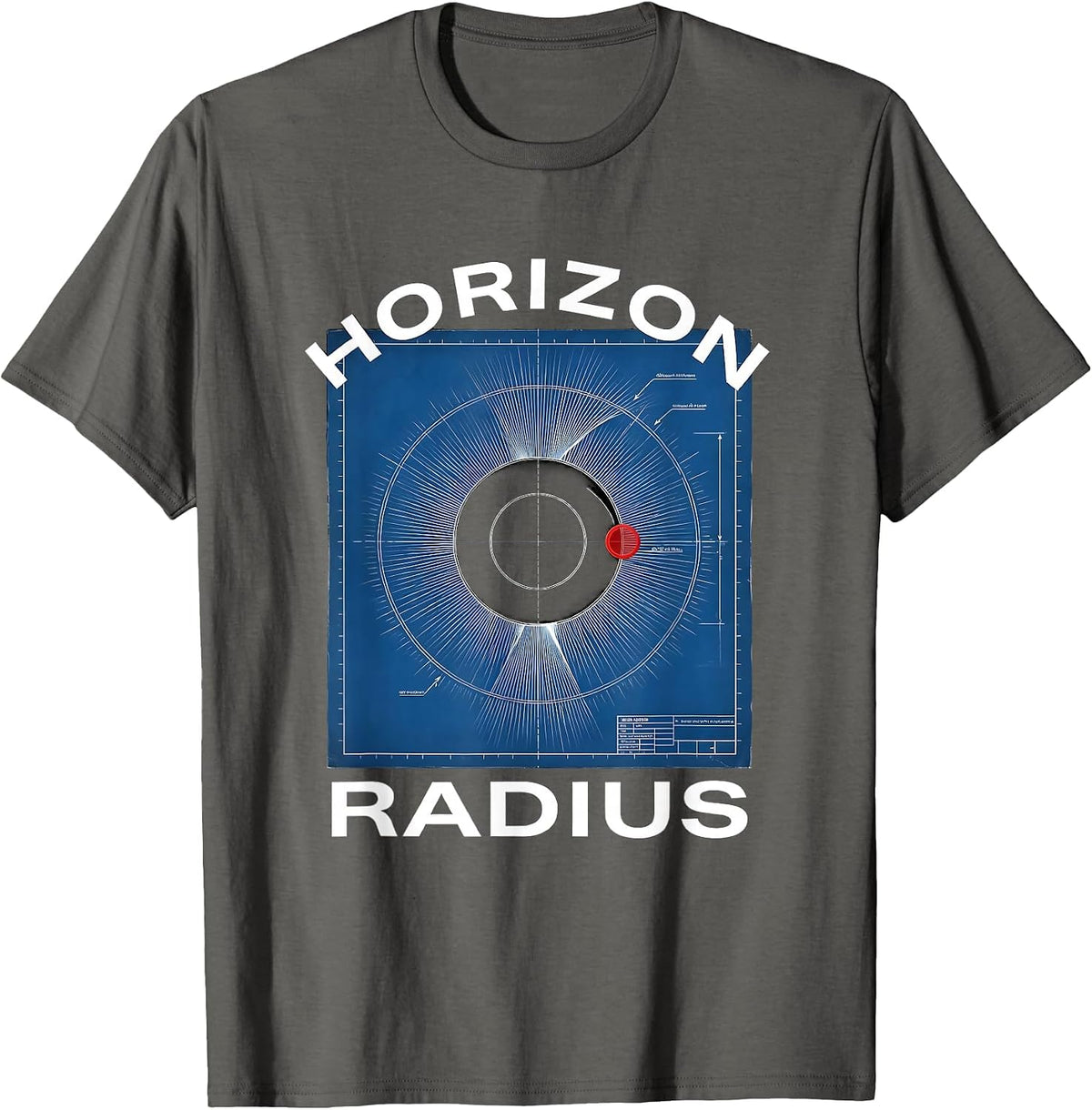 Men's Horizon Radius Technical Blueprint Astrophysics Science T-Shirt - Asphalt Grey