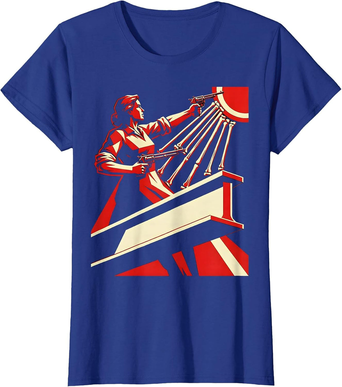 Women's Rosie the Riveter Skyscraper Steel Worker T-Shirt - Royal Blue